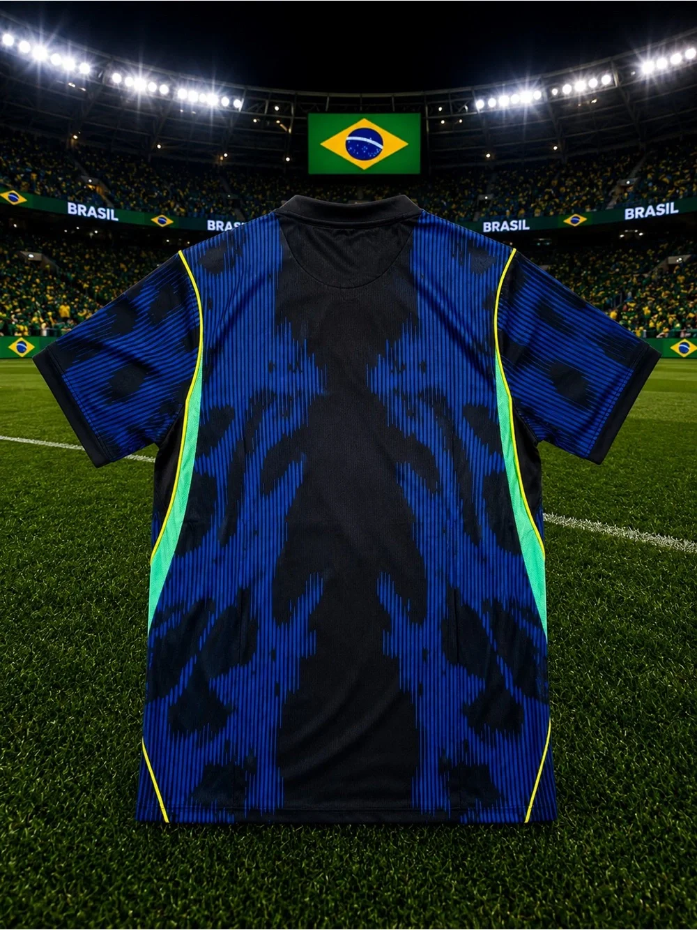 Jordan Brazil Navy and Royal Blue Football Jersey with Yellow Accents
